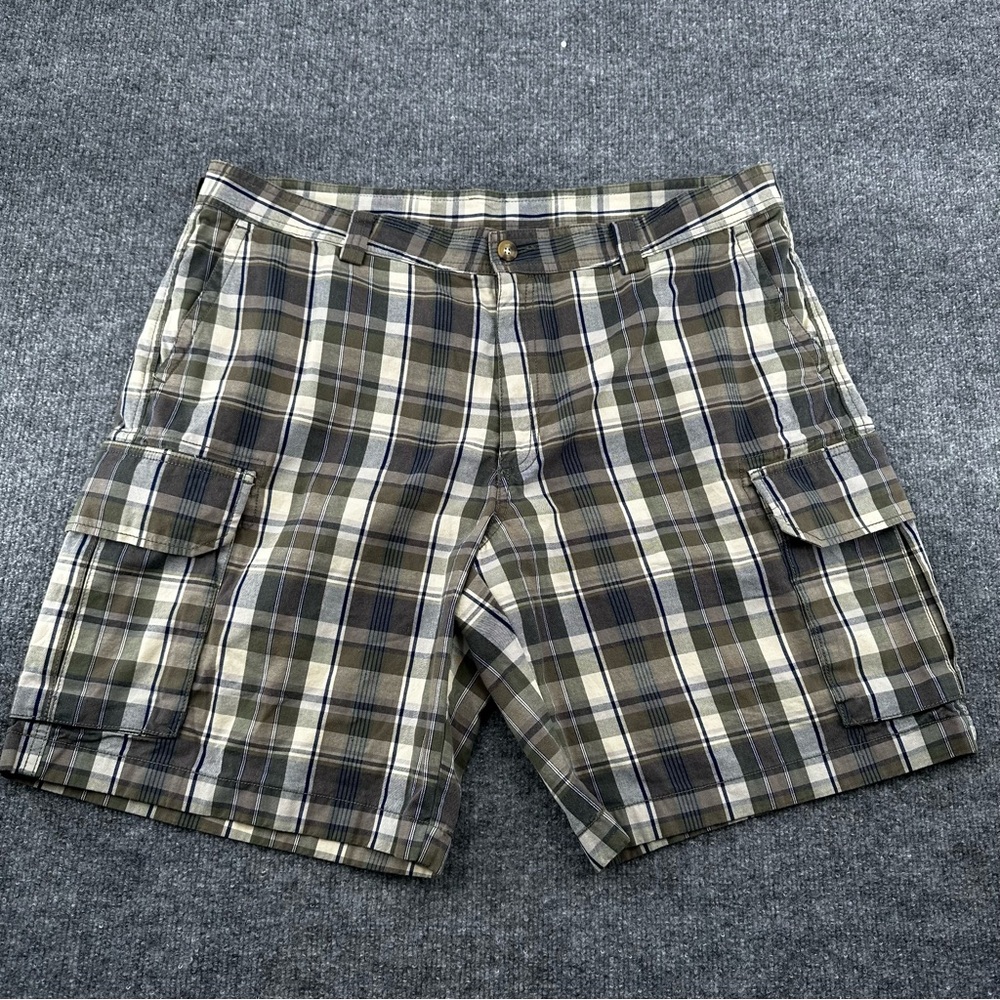 LL‎ Bean Shorts Mens 40 Plaid 9" Cargo Y2K Outdoor Casual Beach Green Blue Beige